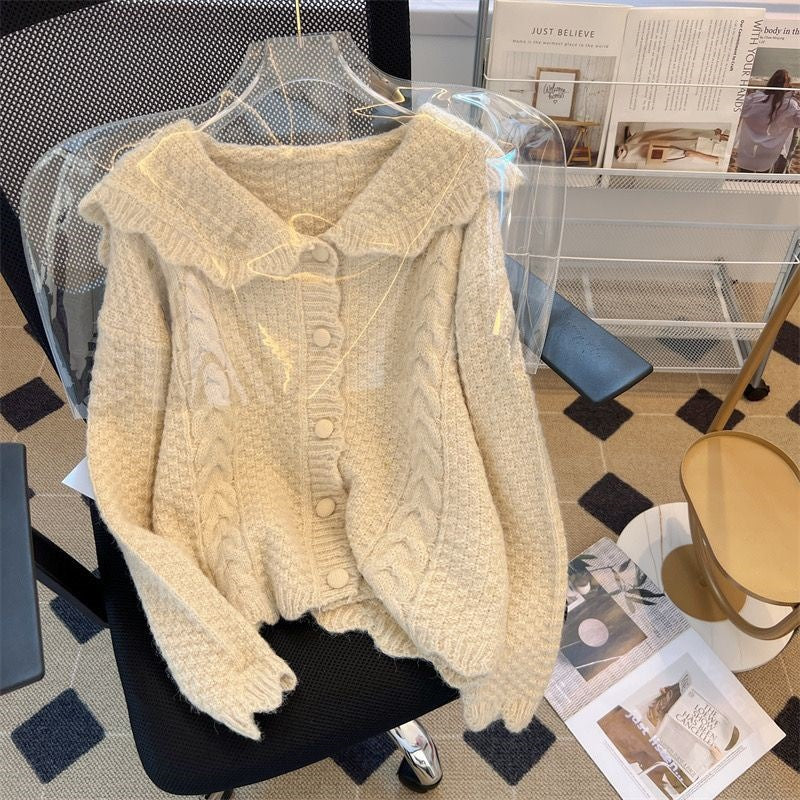 Knitted Cardigan Doll Collar Sweater Coat