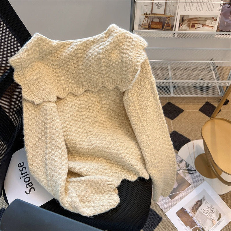 Knitted Cardigan Doll Collar Sweater Coat